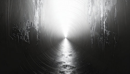 Light at the end of the tunnel. 3d rendering. Computer digital drawing.の素材