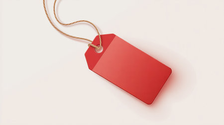 Blank red price tag on white background. 3D Renderingの素材