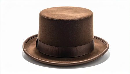 Brown top hat isolated on white background. Clipping path included.の素材