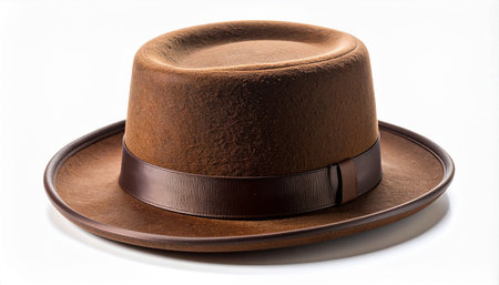 Brown top hat isolated on white background. Clipping path included.の素材