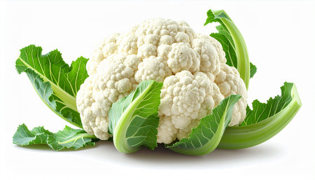 Cauliflower isolated on white background. Clipping path included.の素材