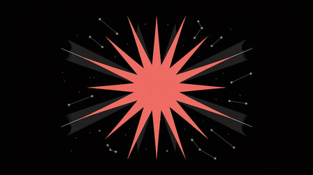 Red star burst on black background. Vector illustration. Eps 10.の素材