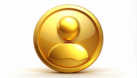 3d golden user icon isolated on white background. 3d renderの素材