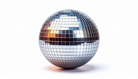 Disco ball isolated on white background. 3d render illustration.の素材