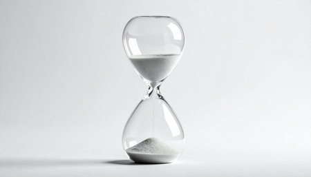 Hourglass on white background. Concept of time passing. 3d renderingの素材