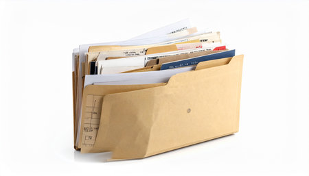 File folders isolated on a white background. File folders with documents.の素材