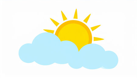 Sun and clouds isolated on a white background. Vector illustration. Eps 10.の素材