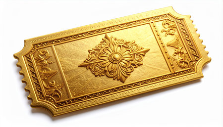 golden ticket isolated on white background, thai art design.の素材