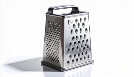 Metal grater on a white background. 3d rendering. Computer digital drawing.の素材