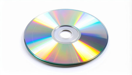 Compact disc isolated on white background. Clipping path included.の素材
