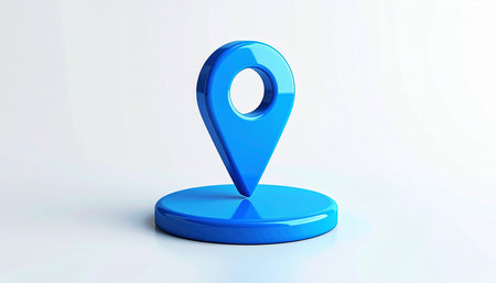 Blue Map Pointer on a white background. 3d Renderingの素材