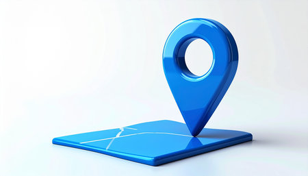 Blue map pointer on a white background. 3d render illustration.の素材