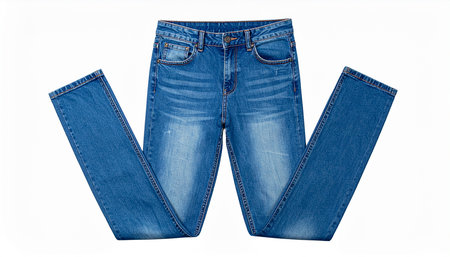 Jeans isolated on white background. Jeans with clipping path.の素材
