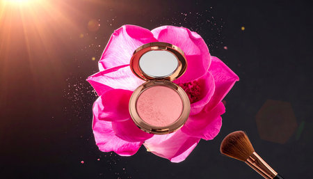 Cosmetic branding, fashion blog cover and girly glamour concept - Eye shadow paletteの素材