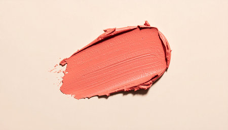 close up of  a lipstick sample on a beige  backgroundの素材