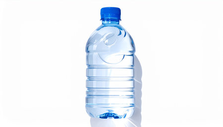 plastic bottle of water isolated on white background with clipping path.の素材