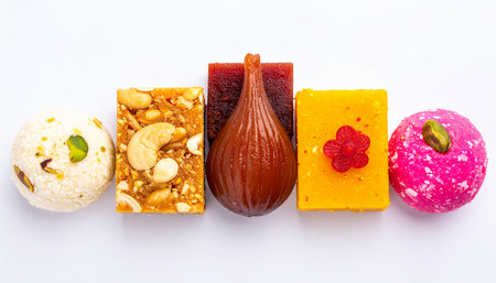 Traditional oriental sweets isolated on a white background. Turkish delight.の素材