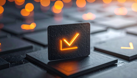 Illustration of check mark on computer keyboard. 3D rendering.の素材