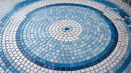 Blue mosaic tile floor texture background. Abstract mosaic tile floor pattern.の素材