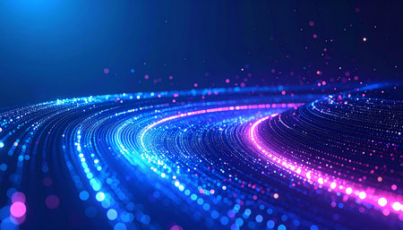 Abstract particles wave. Futuristic technology style. Elegant background for business tech presentations.の素材