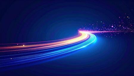 Abstract light lines vector background. Futuristic technology style. Elegant background for business tech presentations.の素材