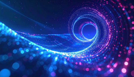 abstract blue background with glowing particles. 3d rendering, 3d illustration.の素材