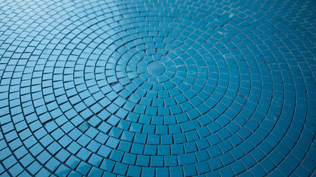 abstract background of blue ceramic mosaic tiles on the floor of a swimming poolの素材