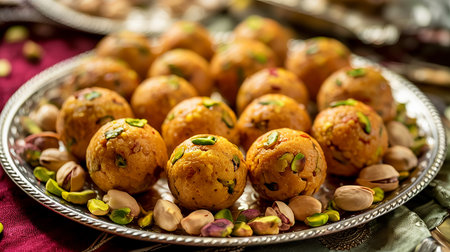 Rava Laddu or Semolina Laddoo Or Rawa Ladu, a popular sweet dish from Maharashtra, Indiaの素材