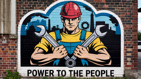 Painted art on a wall in Brooklyn. Painted art is a popular street art in Brooklyn.の素材