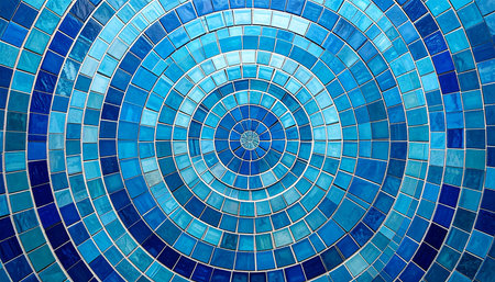 Blue mosaic wall texture background. Abstract blue mosaic wall texture background.の素材