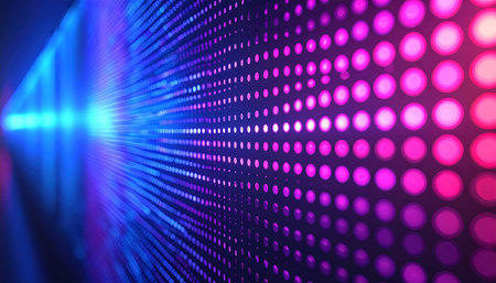 abstract background of glowing particles with depth of field and bokeh effectの素材