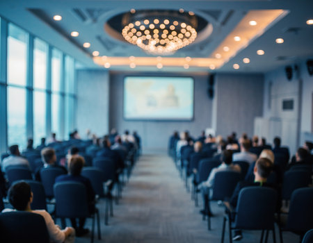 Blurred image of Business Conference and Presentation in the conference hall.の素材