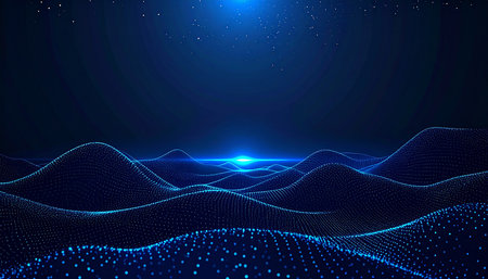 Abstract digital landscape. 3d vector background. Futuristic technology style.の素材