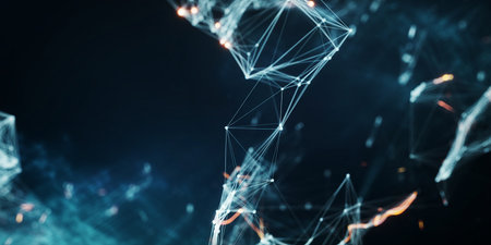 Abstract polygonal space low poly dark background with connecting dots and lines. Connection structure. 3d renderingの素材