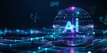 AI Artificial intelligence (AI) and machine learning concept. 3D Renderingの素材