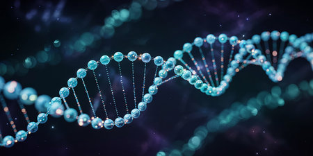 DNA helix, 3d render, scientific background, computer generatedの素材