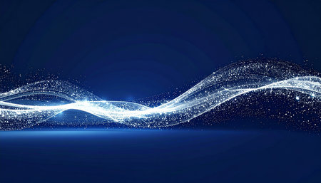 Abstract blue background with glowing particles. Futuristic technology style. Vector illustration.の素材