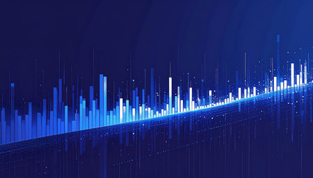 Abstract blue digital equalizer technology background. Sound wave music equalizer technology.の素材