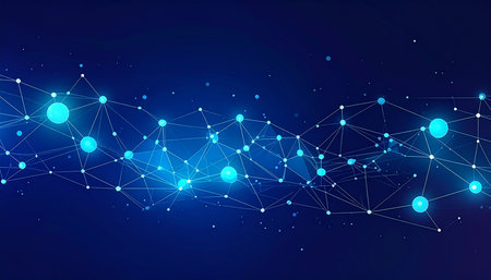 Abstract polygonal space low poly dark background with connecting dots and lines. Connection structure. Vector illustrationの素材