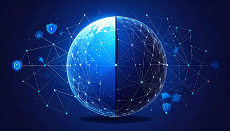 Abstract global network connection concept on blue background. Vector illustration for your designの素材