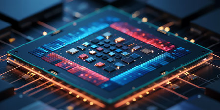 Circuit board background. 3d rendering, 3d illustration.の素材