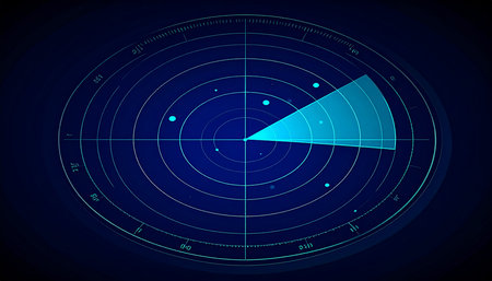 Radar on dark blue background. Vector illustration for your design.の素材