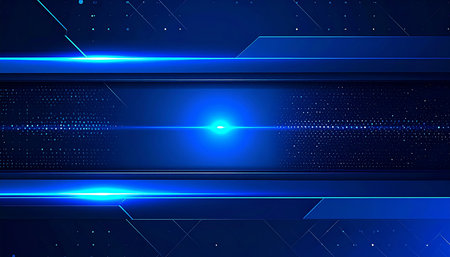 Abstract technology background with blue light lines. Vector illustration for your designの素材