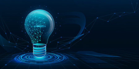 creative idea concept with light bulb on dark blue background vector illustrationの素材