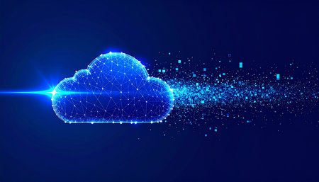 Cloud computing technology concept. Abstract blue digital cloud computing background. Vector illustrationの素材