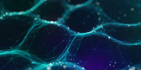 Abstract polygonal space low poly dark background with connecting dots and lines. Connection structure. 3d renderingの素材