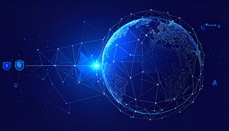 Global network connection. Futuristic technology style background. Vector illustration.の素材