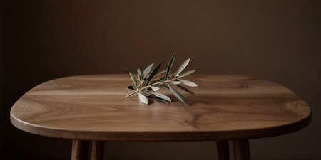 Olive branch on a wooden table. Olive branch on a wooden table.の素材