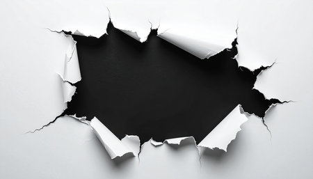 Torn paper with space for your message on black background, top viewの素材