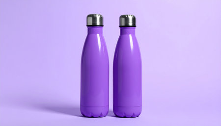 Purple Plastic Thermo Bottle Mock-Up - Two Bottlesの素材